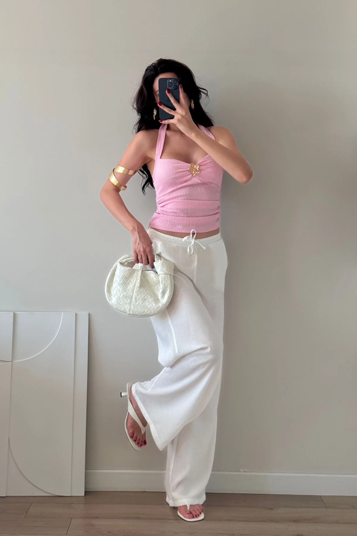 Pembe Broşlu Büzgülü Mini Büstiyer