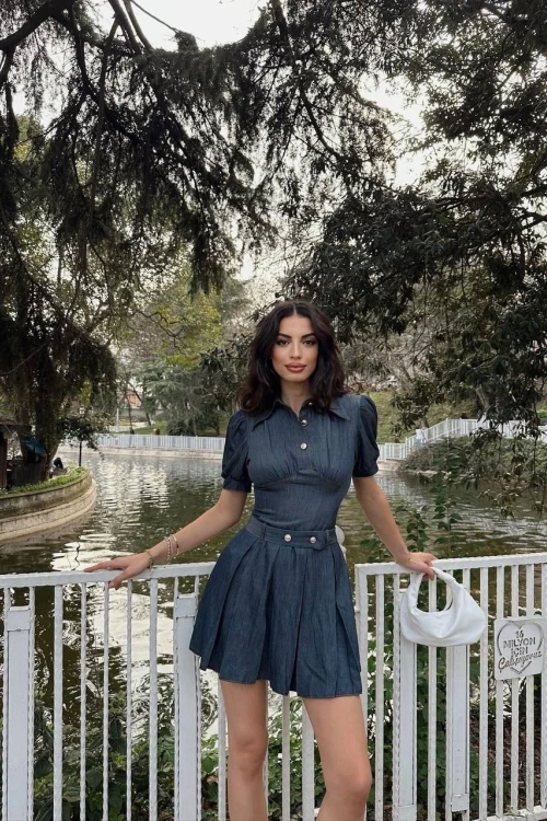 Eteği Pileli Mini Elbise